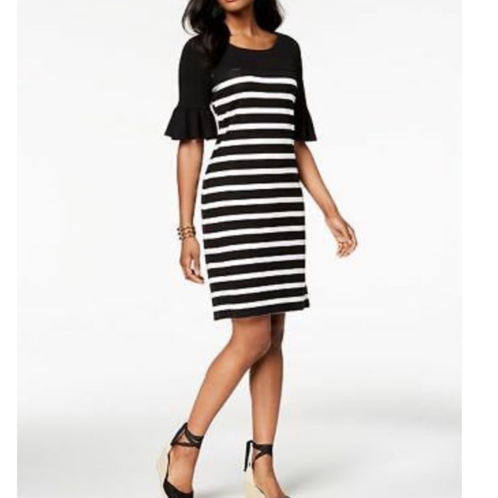 Charter Club XXL Ruffle sleeve striped dress